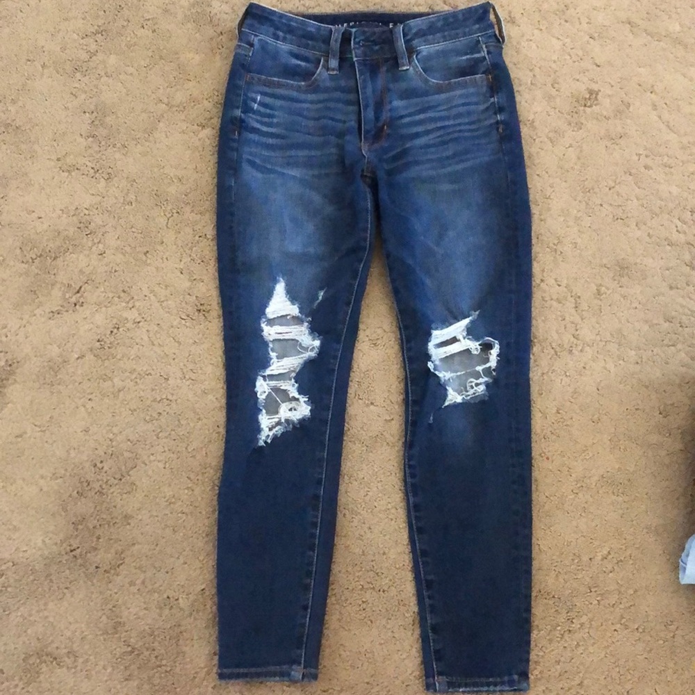 American Eagle jeans size 4 destroyed dark denim